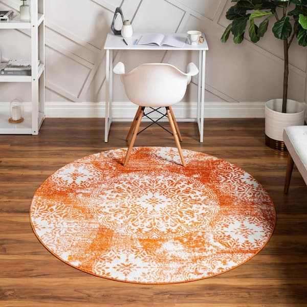 Sofia Grand Orange 7 ft. x 7 ft. Area Rug