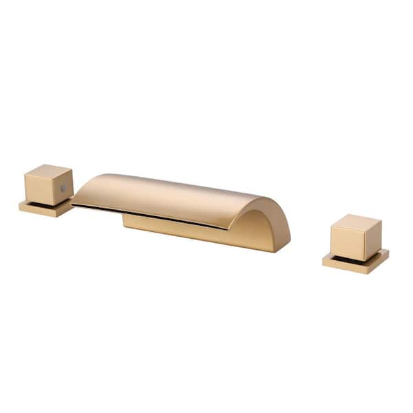 ALEASHA Double-Handle Roman Tub Faucet in Gold
