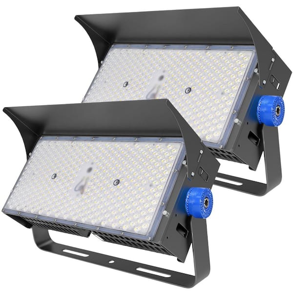 2-Pieces 1500-Watt Equivalent 39000LM Bronze High-Brightness Integrated LED Flood Light Outdoor Basketball Court Stadium