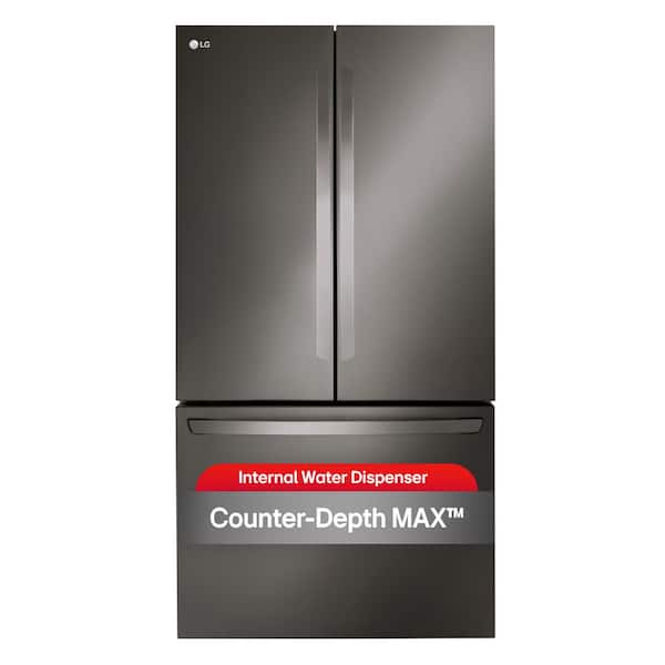 27 in. cu ft. French Door Refrigerator, Internal Water Dispenser and Door Cooling, Black Stainless Steel, Counter Depth
