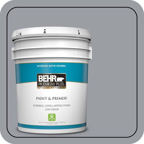 BEHR PREMIUM PLUS 5 gal. #760F-4 Down Pour Satin Enamel Low Odor Interior Paint & Primer
