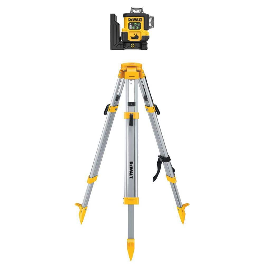 DeWalt 150 ft. Green 3-Plane Laser Level with USB Charging Cable and Construction Tripod for Laser Level