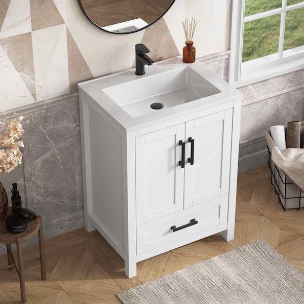 DELUXE DL LIVING Vivi 25 in.W Single Sink White Freestanding Bath