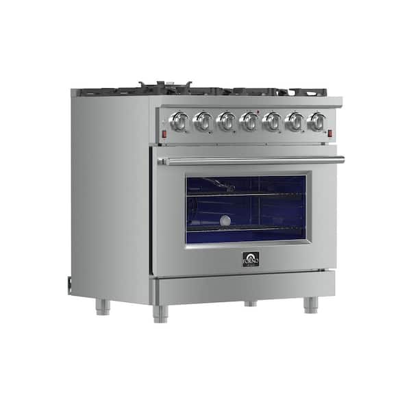 Massimo 36 in. 6 Burner Freestanding Gas Range in Stainless Steel