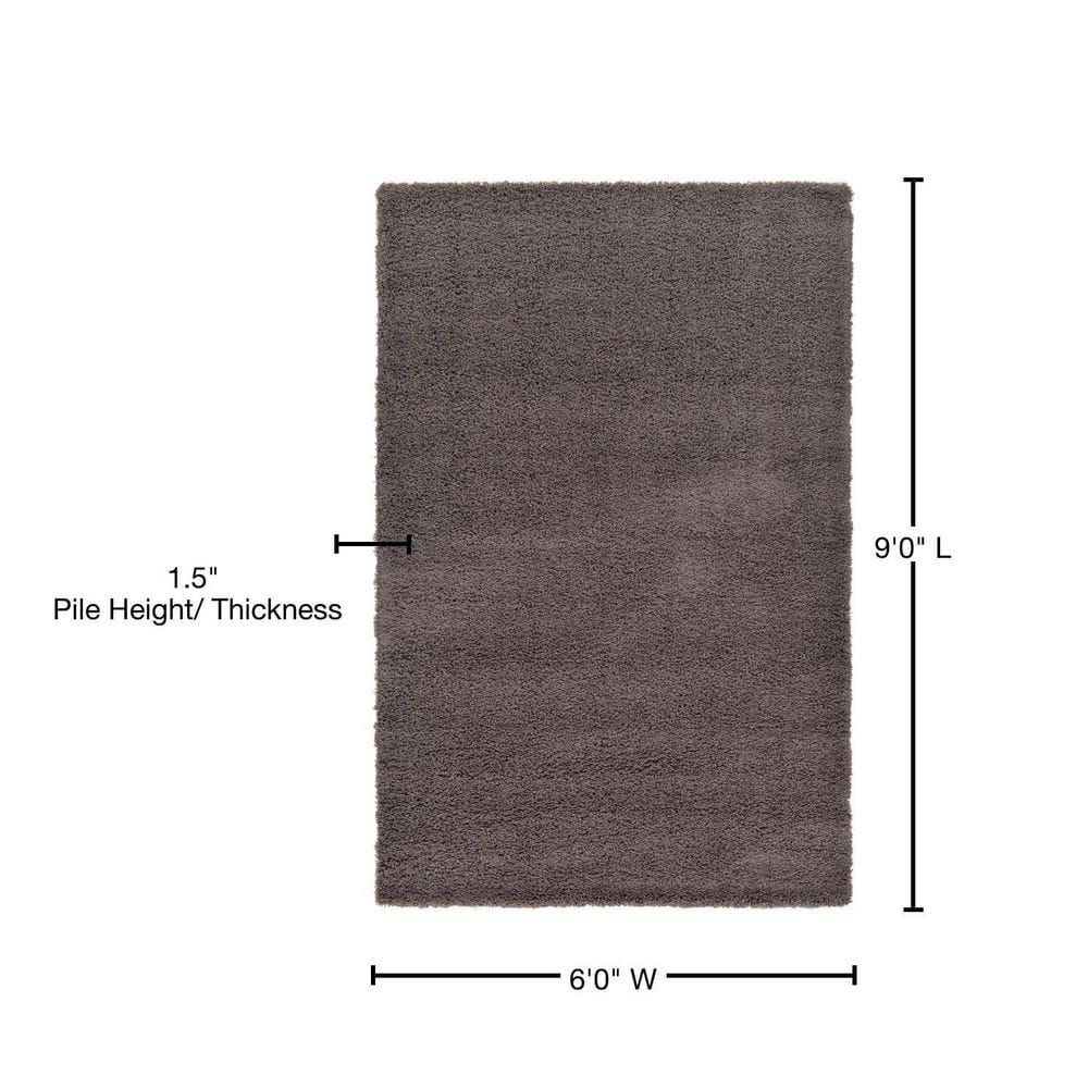 Graphite Gray 6' x 9' Rectangular Synthetic Shag Rug
