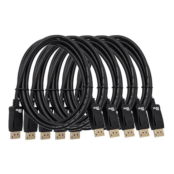 6 ft. VESA Certified DisplayPort Cable 1.4 with Latch Black (5-Pack)