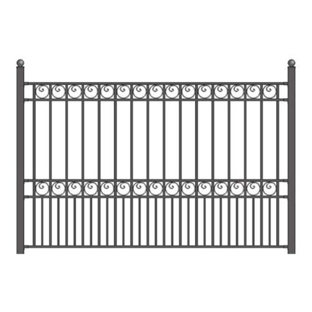 ALEKO Paris Style 5 ft. x 8 ft. Black Iron Fence Panel FENCEPAR-HD