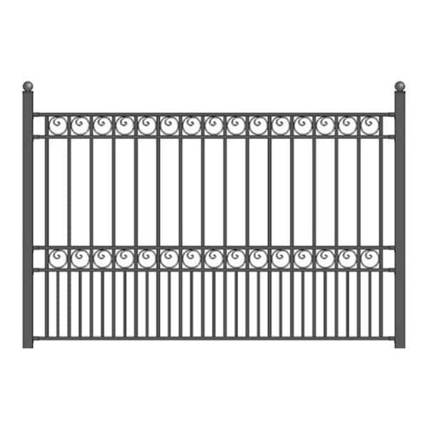 ALEKO Paris Style 5 ft. x 8 ft. Black Iron Fence Panel