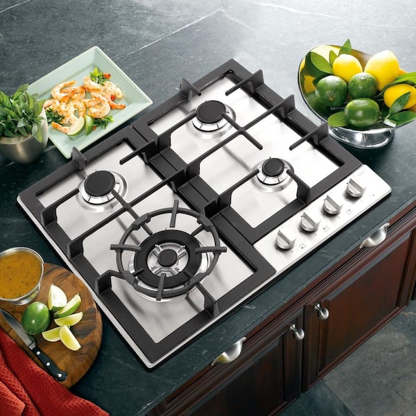 24 in. Gas Cooktop in Stainless Steel with 4 Sealed Burners
