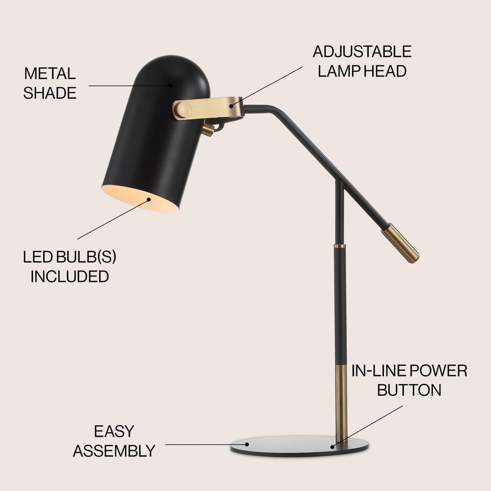 Edison 19.25" Adjustable Black Metal LED Task Lamp with Satin Finish