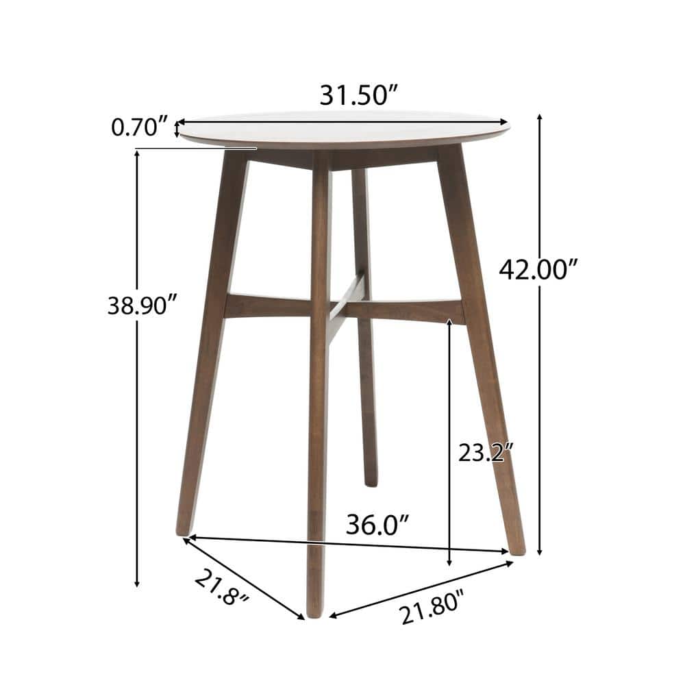 Round Natural Walnut Bar Height Dining Table