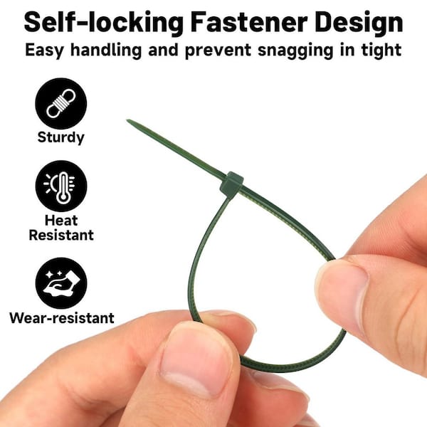 6 in. Premium Plastic Green Welded Wire Nylon Ties for Patio