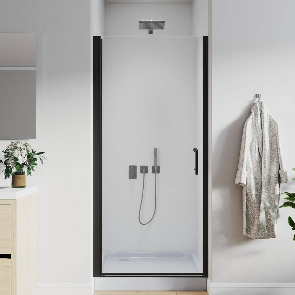 34 to 35-1/2 in. H Pivot Swing Frameless Shower Door in Black with Clear Glass price history on PriceWatchPro