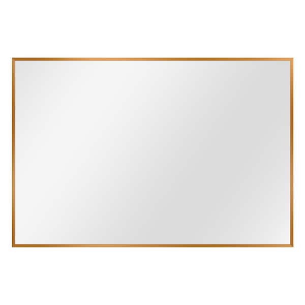 Dovelina 24 in. x 36 in. Modern Rectangle Metal Framed Gold Wall Mirror
