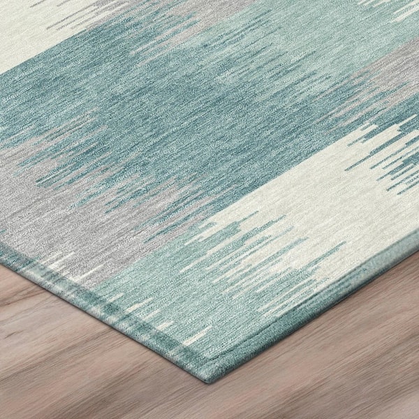 Chantille Machine Washable Indoor/Outdoor Abstract ACN2912 Teal 8 ft. x 10 ft. Area Rug