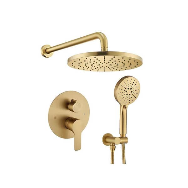 2-Piece Shower Faucet Mixer Set with High Pressure Shower Head and 3-Setting Handheld in Brushed Nickel Finish