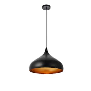 Timeless Home Chloe 1-Light Black Pendant with 16.5 in. W x 12.0 in. H Black Aluminum Shade