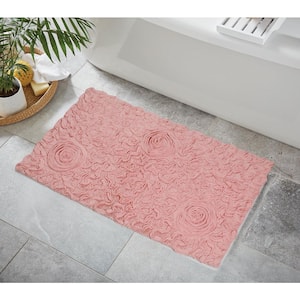 Bell Flower Collection Pink 24 in. x 40 in. Cotton Bath Rug