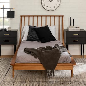 Spindle Back Solid Wood Twin Bed in Caramel