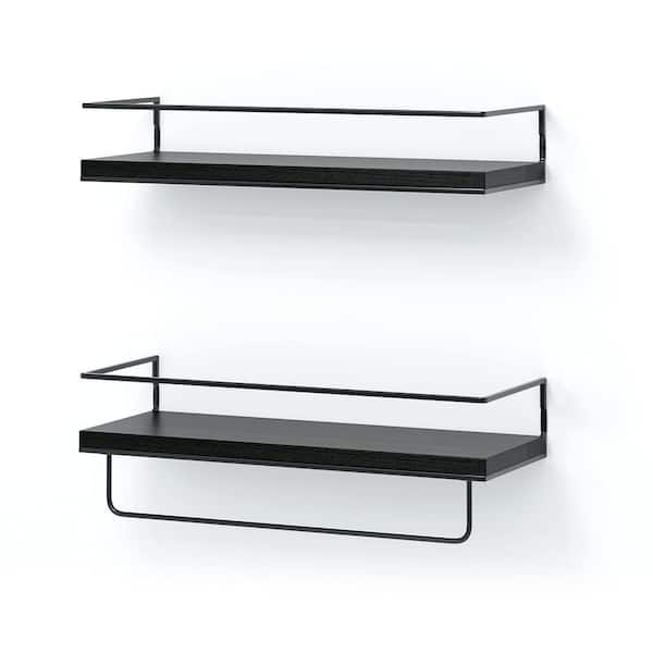 Floating Wall Shelves Set of 3, Black Metal Wire Hanging Rustic Storage Shelf