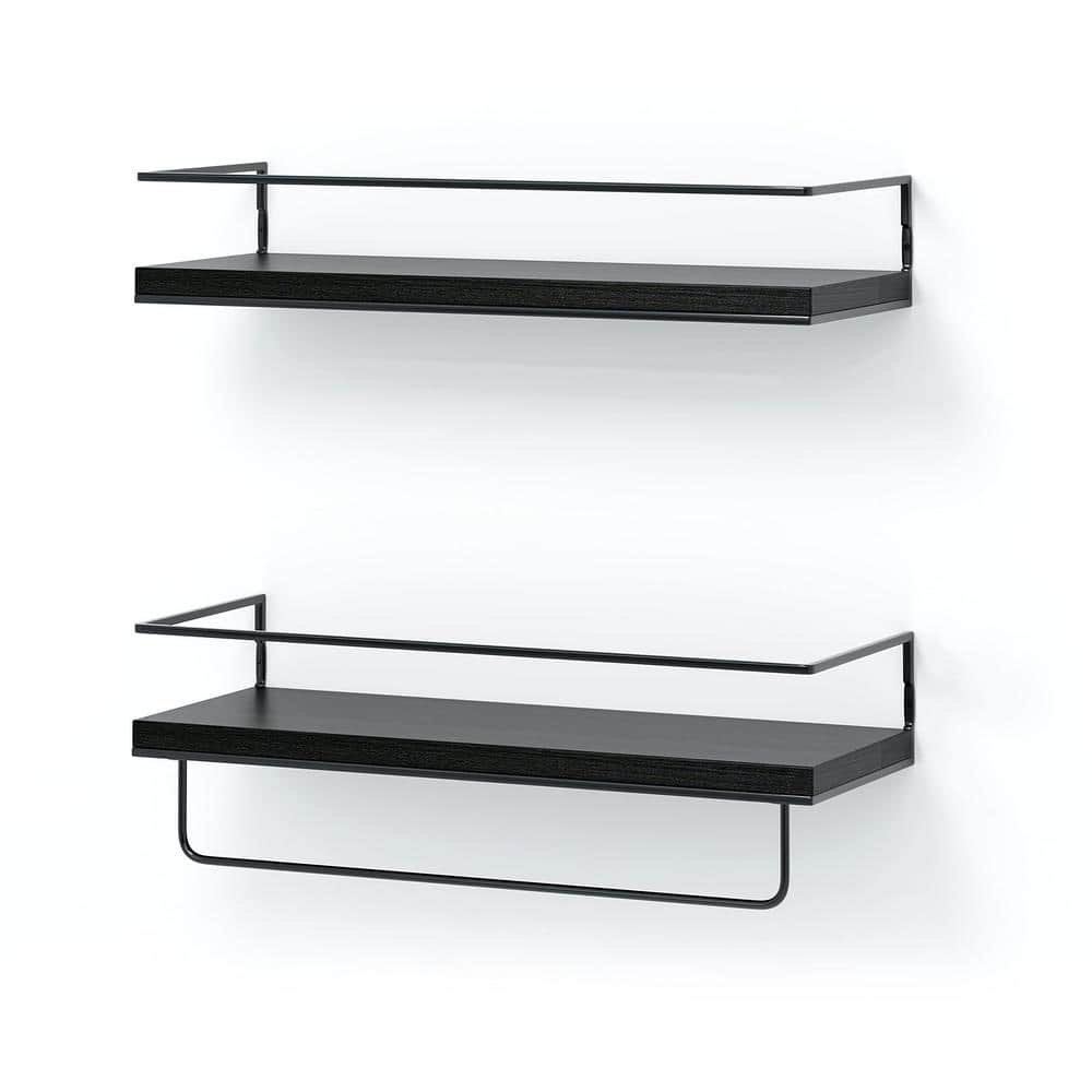 Reviews For 16 In. X 6 In. X 4 In. Rustic Black Floating Shelf (set Of 