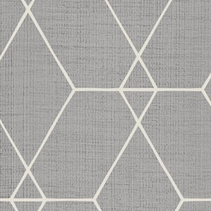 Hexagon Geometric Art Deco Lines Storm Grey Peel and Stick Vinyl Wallpaper