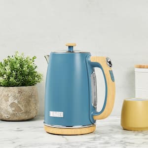 Dorchester 7-Cups Stone Blue Cordless Electric Kettle with LCD Display and Keep Warm Function