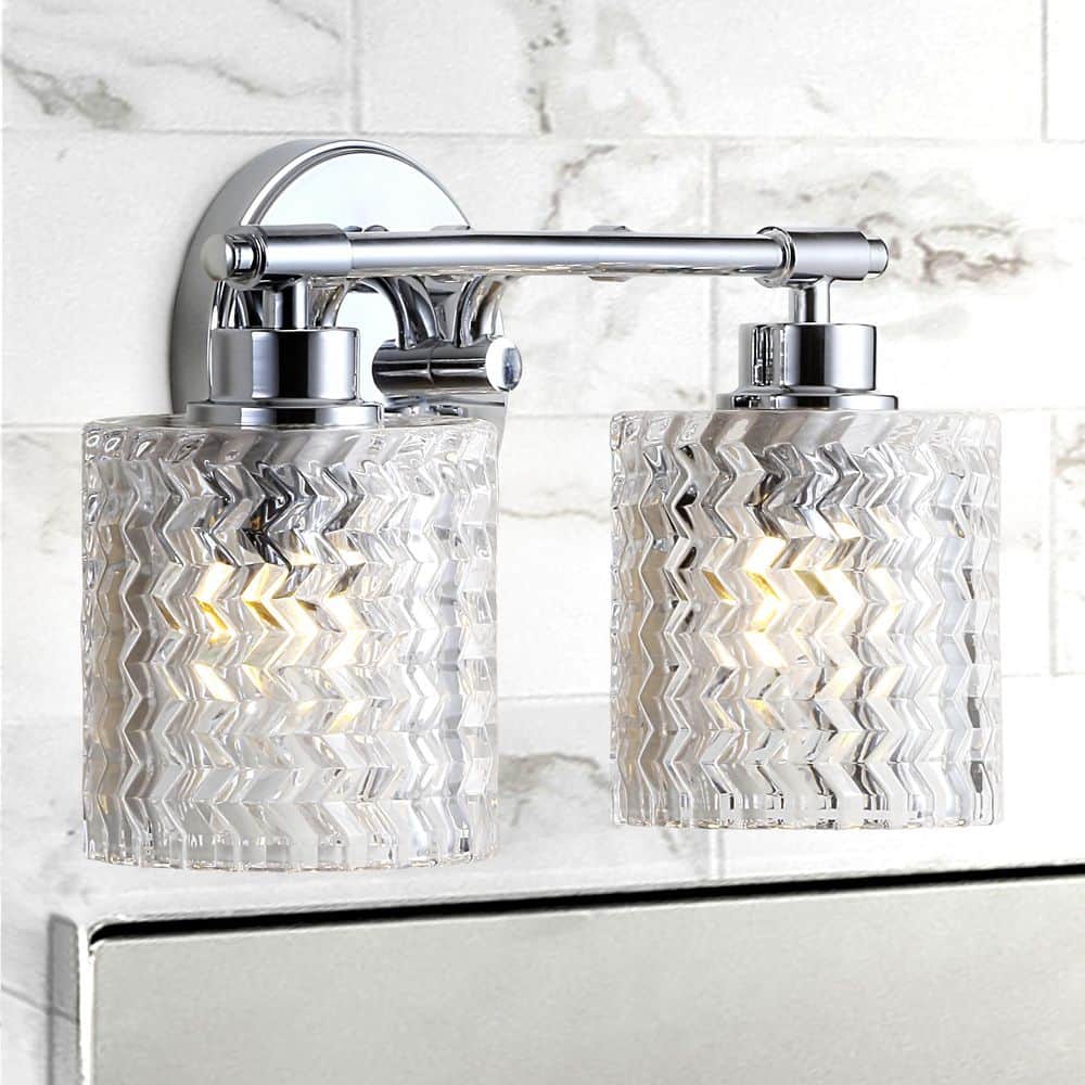 Elegant Chrome Cylinder 13" LED Vanity Wall Light with Dimmable Edison Bulbs