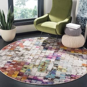 Aria Cream/Rust 6 ft. x 6 ft. Round Abstract Area Rug