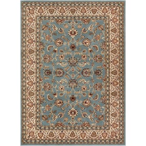 Barclay Sarouk Light Blue 4 ft. x 5 ft. Traditional Floral Area Rug