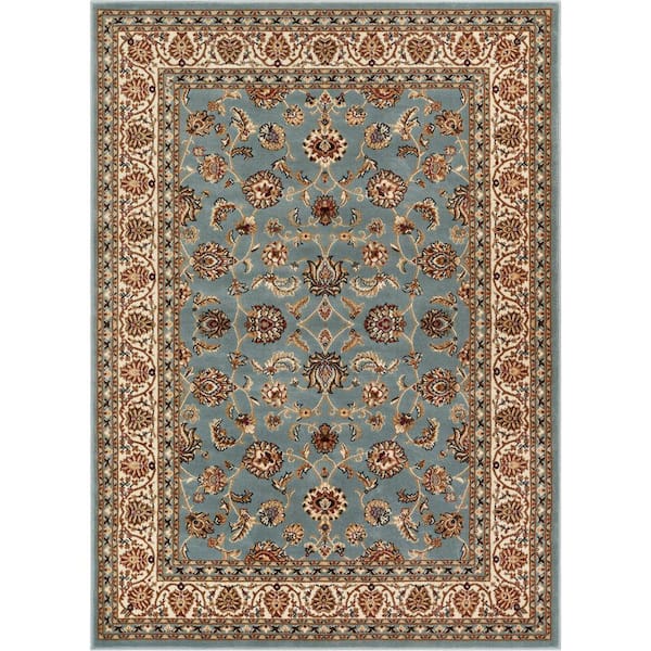 Well Woven Barclay Sarouk Light Blue 4 ft. x 5 ft. Traditional Floral Area Rug