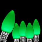 OptiCore C7 LED Green Smooth/Opaque Christmas Light Bulbs (25-Pack)