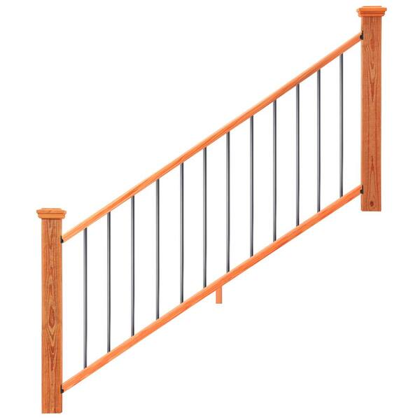 ProWood 6 ft. Redwood-Tone Southern Yellow Pine Moulded Stair Rail Kit ...