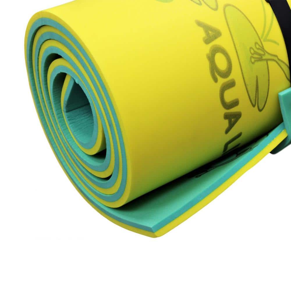 Aqua Lily Pad Green and Yellow Foam Pool Lounger with Pillow Straps