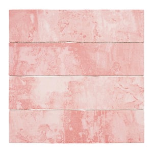 Splash Rose Pink 2.94 in. x 11.88 in. Textured Look Subway Ceramic Wall Tile (4.85 sq. ft./Case)