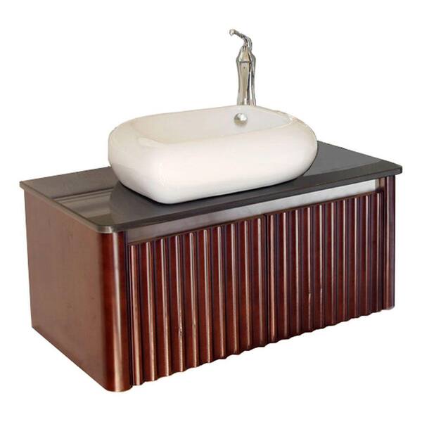 Bellaterra Home Stephenson 33 in. W Single Vanity in Walnut with Marble Vanity Top in Black