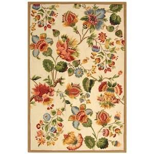 Chelsea Ivory 5 ft. x 8 ft. Floral Gradient Solid Area Rug