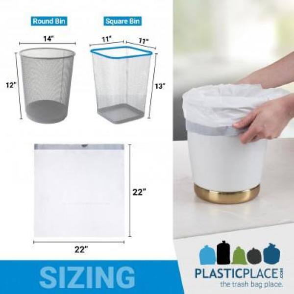 Plasticplace 8 Gallon White Drawstring Trash Bags, 100 Count