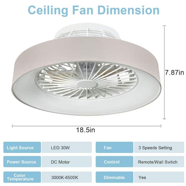 DIGLED 18.5 in. Integrated LED Indoor Grey Ceiling Fans with Light 