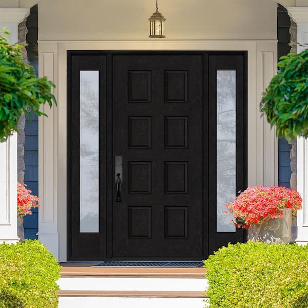Regency 60 in. x 80 in. 8-Panel RHIS Onyx Mahogany Fiberglass Prehung Front Door w/10in. SLs w/ 4-9/16 Jamb