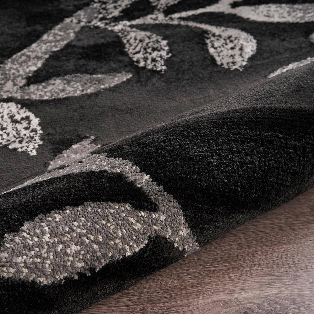 Grace Black and Gray Floral Synthetic Indoor Area Rug