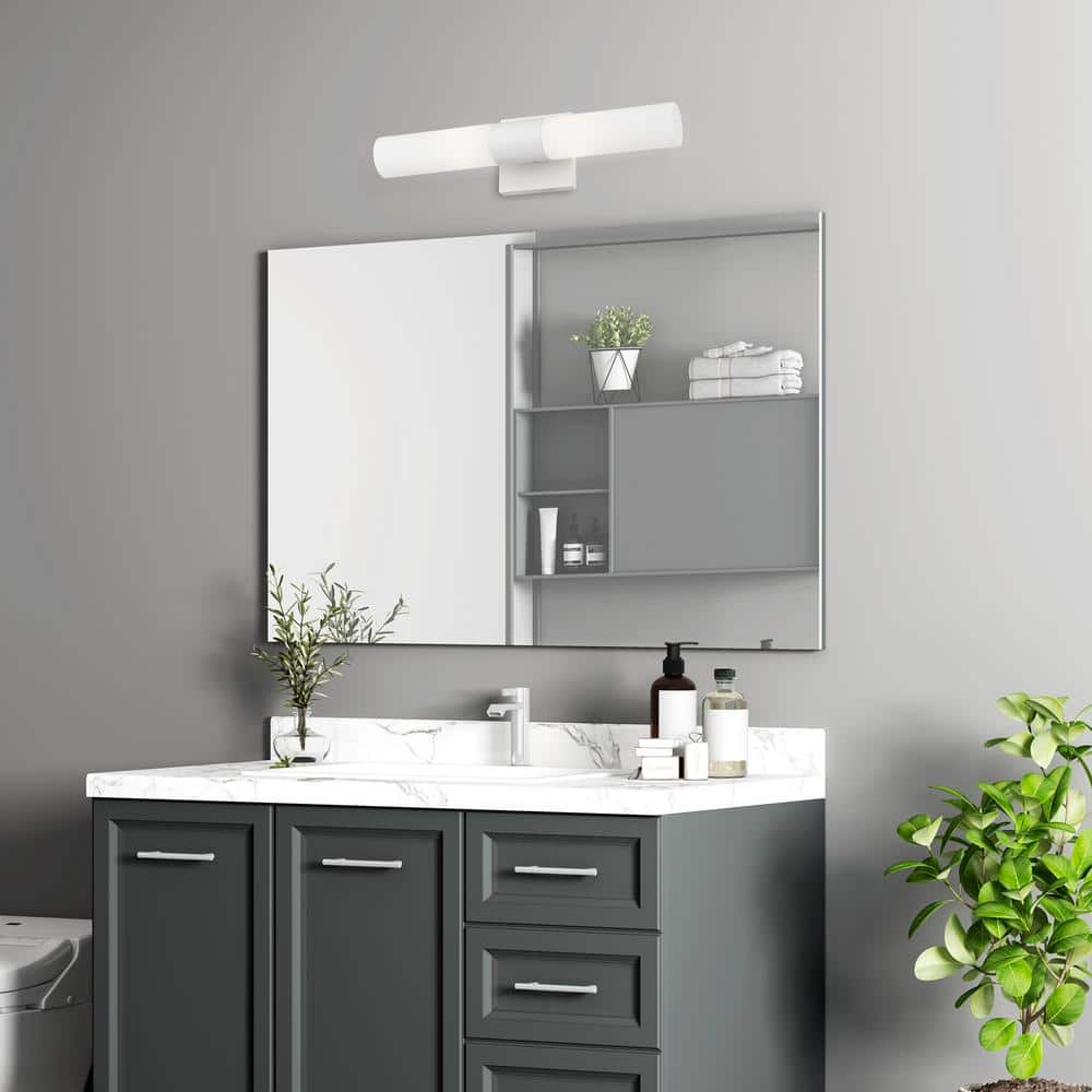 Textured White 2-Light Chrome Vanity Sconce