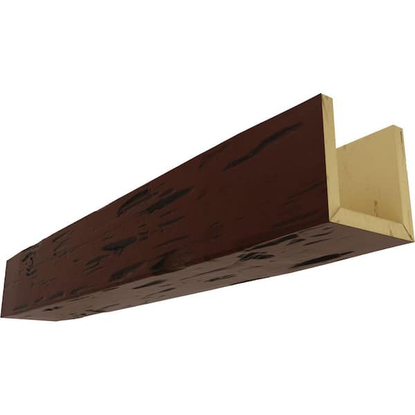 Ekena Millwork 8 in. x 6 in. x 24 ft. 3-Sided (U-Beam) Pecky Cypress Natural Pecan Faux Wood Ceiling Beam