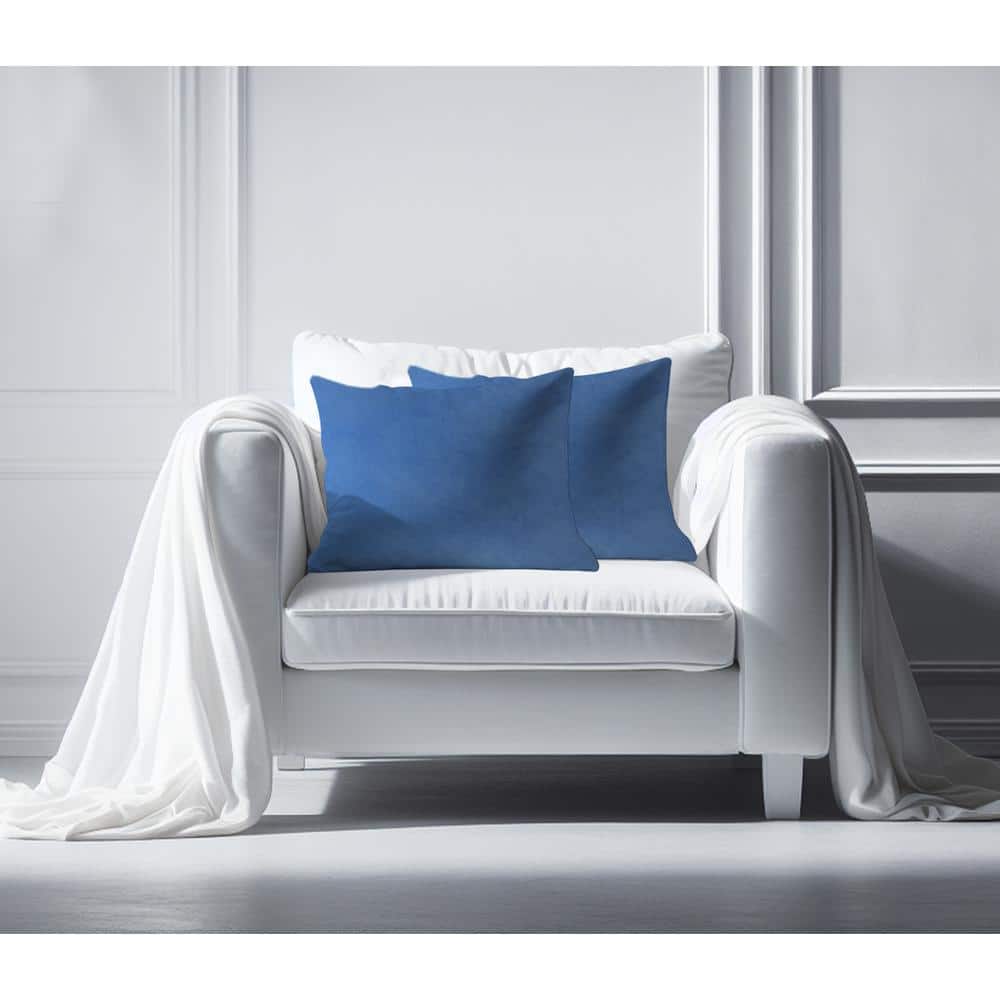 Prussian Blue Velvet 12x20 Inch Decorative Pillow Covers Set of 2