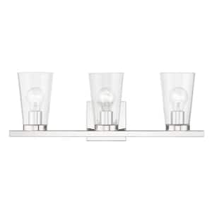 Ridgeway 22.5 in. 3-Light Polished Chrome Vanity Light with Clear Glass
