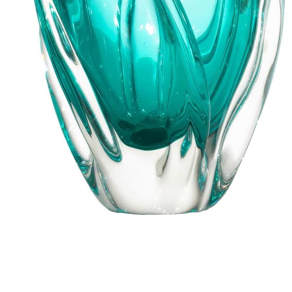 Dale Tiffany Aqua Swirl 12.75 in. Blue Glass Vase AV19233 - The Home Depot