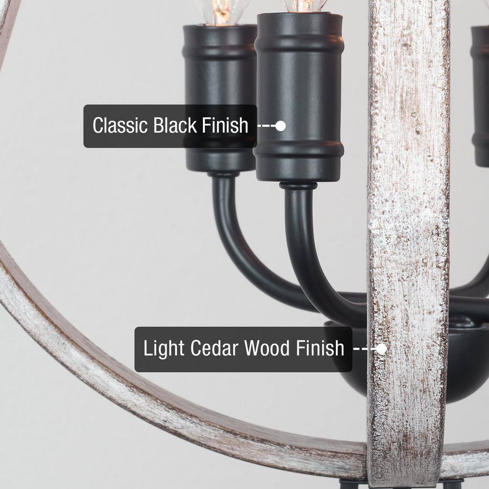 Augusta 17" Black and Light Cedar Wood Farmhouse Pendant Light