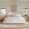 CHRISTOPHER KNIGHT HOME Luxe Modern White Linen Blend Upholstered Wood Frame King Size Platform Bed with Tufted Headboard 137246