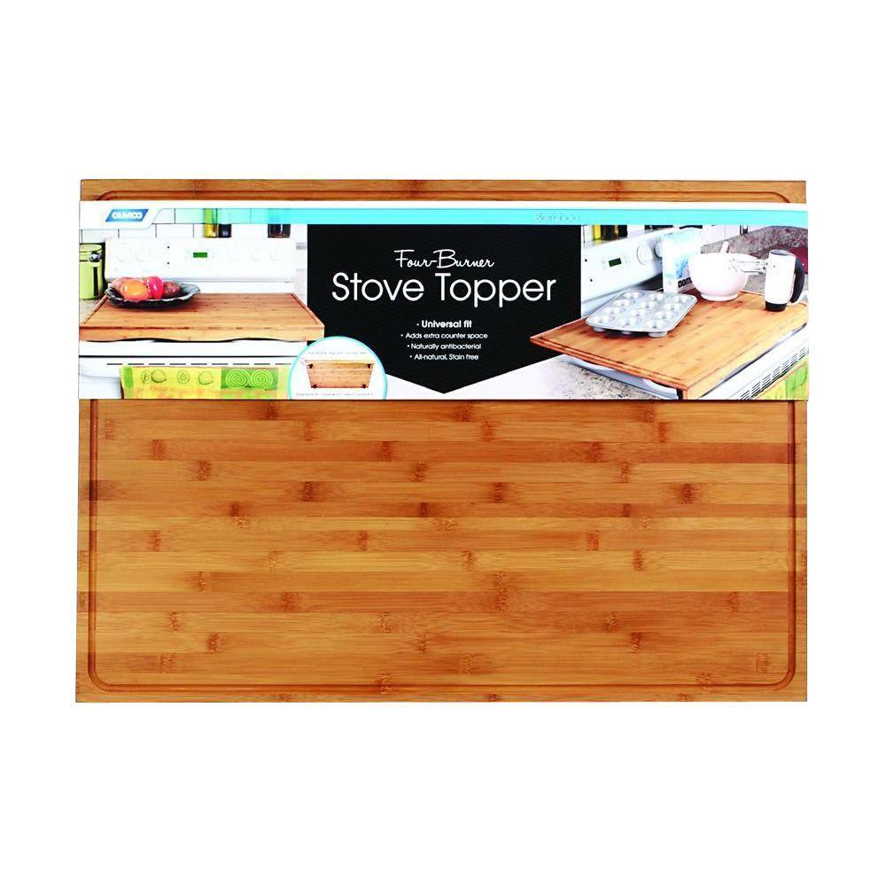 RV Stovetop Cover Camper Kitchen Counter Bamboo Wooden Protect Burners Camping 