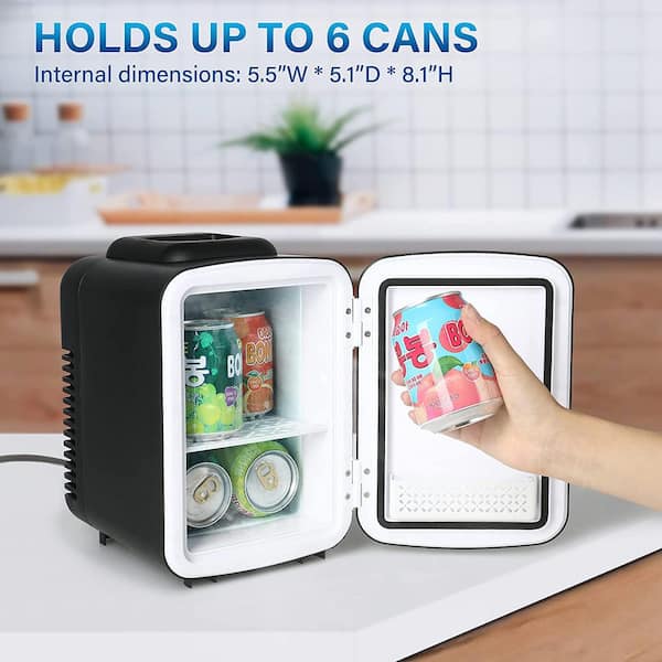 Portable Small Refrigerator Cooler Or Warmer, 6 Liter Mini Fridge With  Lighted Glass